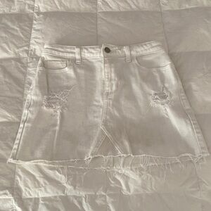 Hollister High Rise White Jean Skirt
